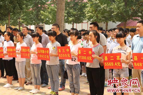 經過一周的廣泛宣傳動員，全縣教育系統共捐款174113元。