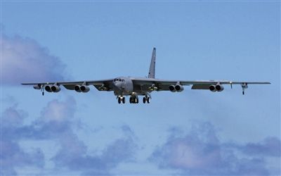 美軍B-52戰(zhàn)略轟炸機。其為韓三大核保護傘之一。