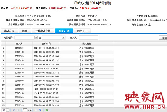 競價記錄截圖。
