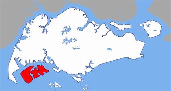 紅色為PX工廠所在裕廊島，與新加坡主城區距離5公里